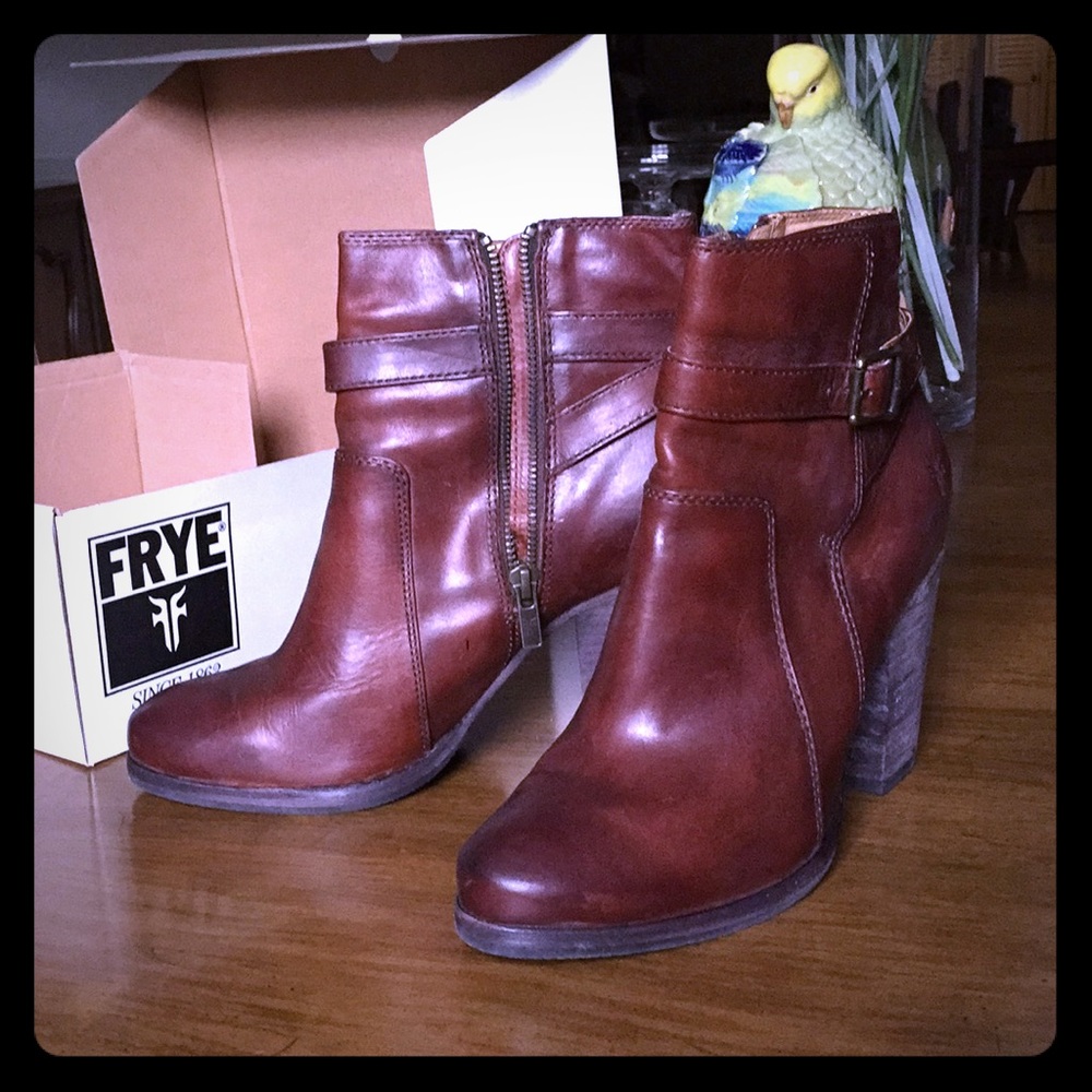 Frye Patty Leather Riding Boots Cognac Brown 9M